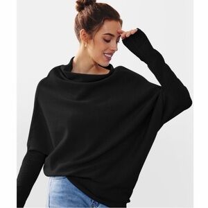 Lilly Pulitzer Arienza Black Batwing Dolman Sleeves Oversized Sweater Women’s M
